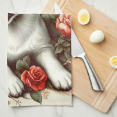 ヴィンテージかわいいジャックラッセルテリアーフローラ キッチンタオル (四つ折り)