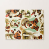 ヴィンテージかわいいジャックラッセルテリア ジグソーパズル (横)