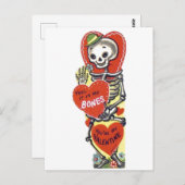 ヴィンテージかわいいスケルトンバレンタイン ポストカード (正面/裏面)