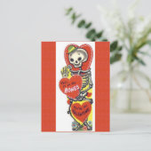 ヴィンテージかわいいスケルトンバレンタイン ポストカード (スタンド正面)
