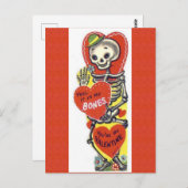 ヴィンテージかわいいスケルトンバレンタイン ポストカード (正面/裏面)