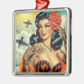 ヴィンテージかわいいタトゥーガール メタルオーナメント (左)