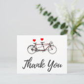 ヴィンテージかわいいタンデム結婚自転車ありがとう ポストカード (スタンド正面)