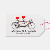 ヴィンテージかわいいタンデム自転車カスタムウェディング ギフトタグ (正面(横))