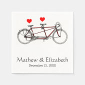 ヴィンテージかわいいタンデム自転車カスタムウェディング スタンダードカクテルナプキン (正面)