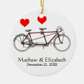ヴィンテージかわいいタンデム自転車カスタムウェディング セラミックオーナメント (正面)
