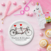 ヴィンテージかわいいタンデム自転車カスタムウェディング ペーパープレート (パーティー)