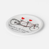 ヴィンテージかわいいタンデム自転車カスタムウェディング ペーパープレート (アングル)