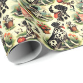 ヴィンテージかわいいダルマチアンシームレス ラッピングペーパー (ロールコーナー)