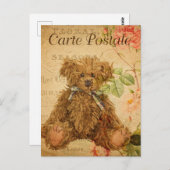 ヴィンテージかわいいテディベア玩具フローラフローラ ポストカード (正面/裏面)