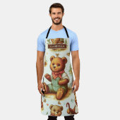 ヴィンテージかわいいテディベア エプロン (着用した状態)