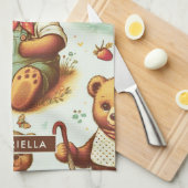 ヴィンテージかわいいテディベア キッチンタオル (四つ折り)