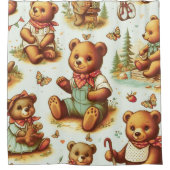 ヴィンテージかわいいテディベア シャワーカーテン (正面)