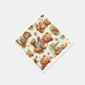 ヴィンテージかわいいテディベア スタンダードカクテルナプキン (角)