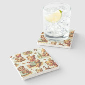 ヴィンテージかわいいテディベア ストーンコースター (横)