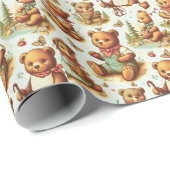 ヴィンテージかわいいテディベア ラッピングペーパー (ロールコーナー)