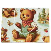 ヴィンテージかわいいテディベア ラージペーパーバッグ (正面)