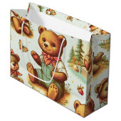 ヴィンテージかわいいテディベア ラージペーパーバッグ (正面アングル)