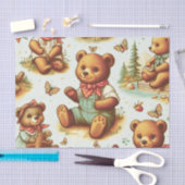 ヴィンテージかわいいテディベア 薄葉紙 (クラフト)