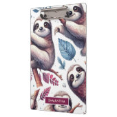 ヴィンテージかわいいナマケモノのシームレスな水色 クリップボード (左)