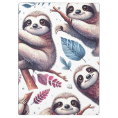 ヴィンテージかわいいナマケモノのシームレスな水色 クリップボード (裏面)