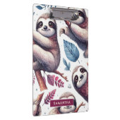 ヴィンテージかわいいナマケモノのシームレスな水色 クリップボード (右)