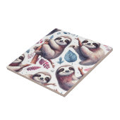 ヴィンテージかわいいナマケモノのシームレスな水色 タイル (側面)