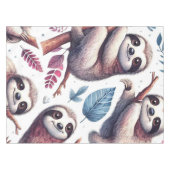 ヴィンテージかわいいナマケモノのシームレスな水色 テーブルクロス (正面(横))