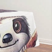 ヴィンテージかわいいナマケモノのシームレスな水色 テーブルクロス (インサイチュ)