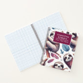 ヴィンテージかわいいナマケモノのシームレスな水色 ノートブック (内部)