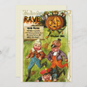ヴィンテージかわいいハロウィーンレイヴパーティー 招待状 (正面/裏面)