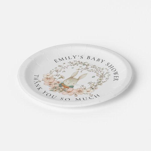 ヴィンテージかわいいバニーありがとう男の子の赤ちゃんシャワー ペーパープレート (アングル)