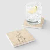 ヴィンテージかわいいバニーうさぎの絵詞 ストーンコースター (横)