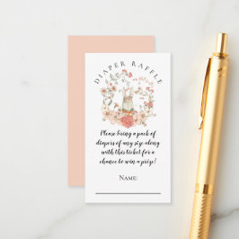 ヴィンテージかわいいバニーおむつラッフルガールシャワー エンクロージャーカード