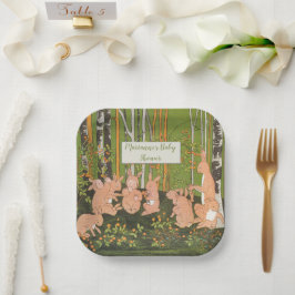 ヴィンテージかわいいバニーの子ども赤ちゃんシャワー ペーパープレート