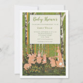 ヴィンテージかわいいバニーの子ども赤ちゃんシャワー 招待状 (正面)