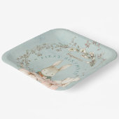 ヴィンテージかわいいバニーの葉の少年1歳の誕生日 ペーパープレート (傾斜あり)