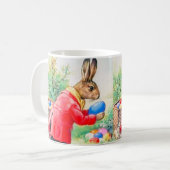 ヴィンテージかわいいバニーカラフルとイースターエッグ コーヒーマグカップ (正面左)