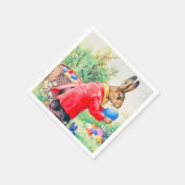 ヴィンテージかわいいバニーカラフルとイースターエッグ スタンダードカクテルナプキン (角)