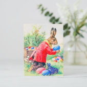 ヴィンテージかわいいバニーカラフルとイースターエッグ ポストカード (スタンド正面)