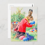 ヴィンテージかわいいバニーカラフルとイースターエッグ ポストカード (正面/裏面)