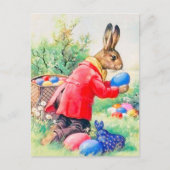 ヴィンテージかわいいバニーカラフルとイースターエッグ ポストカード (正面)