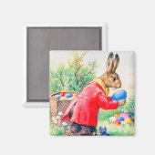 ヴィンテージかわいいバニーカラフルとイースターエッグ マグネット (正面/裏面)