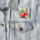 ヴィンテージかわいいバニーカラフルとイースターエッグ 缶バッジ (インサイチュ)