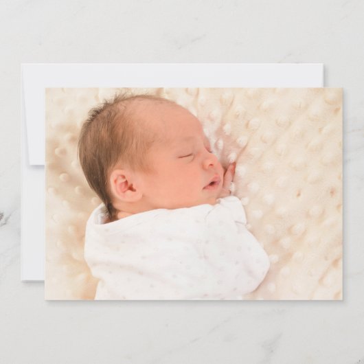 ヴィンテージかわいいバニーフォトフラワーベビーガール誕生 案内状 (裏面)