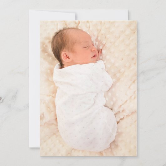 ヴィンテージかわいいバニーフォトフラワーベビーガール誕生 案内状 (裏面)