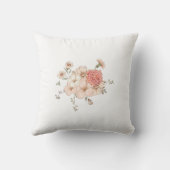 ヴィンテージかわいいバニーボタニカルネームベビーガールホワイト クッション (裏面)