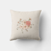 ヴィンテージかわいいバニー植物名ベビーガールクリーム クッション (裏面)