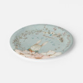 ヴィンテージかわいいバニー植物学の少年グリーンバプテスマ ペーパープレート (アングル)