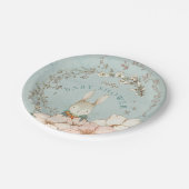 ヴィンテージかわいいバニー植物少年グリーンベビーシャワー ペーパープレート (アングル)